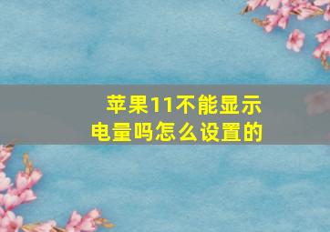 苹果11不能显示电量吗怎么设置的