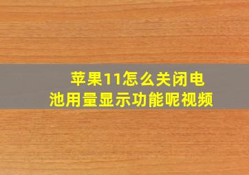 苹果11怎么关闭电池用量显示功能呢视频