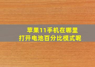 苹果11手机在哪里打开电池百分比模式呢