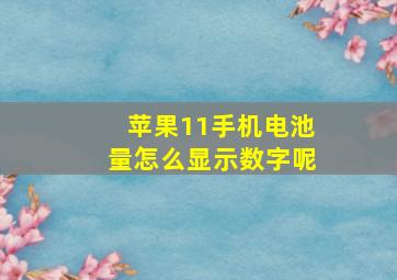 苹果11手机电池量怎么显示数字呢