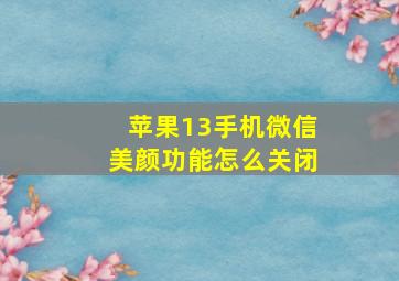 苹果13手机微信美颜功能怎么关闭