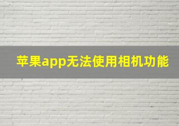 苹果app无法使用相机功能