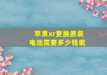 苹果xr更换原装电池需要多少钱呢