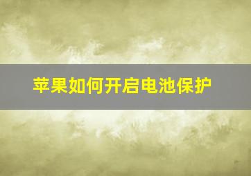 苹果如何开启电池保护