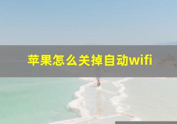 苹果怎么关掉自动wifi