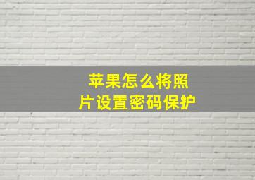 苹果怎么将照片设置密码保护