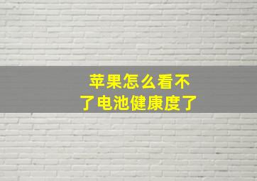 苹果怎么看不了电池健康度了