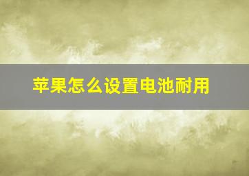 苹果怎么设置电池耐用