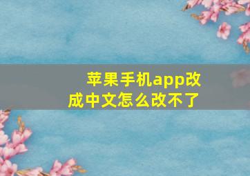 苹果手机app改成中文怎么改不了