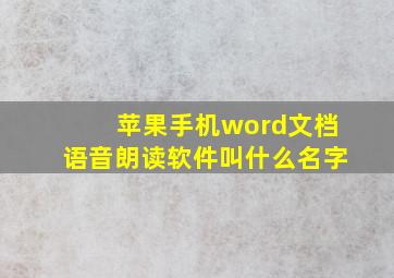 苹果手机word文档语音朗读软件叫什么名字