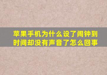 苹果手机为什么设了闹钟到时间却没有声音了怎么回事