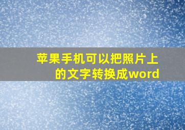 苹果手机可以把照片上的文字转换成word