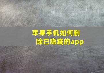 苹果手机如何删除已隐藏的app