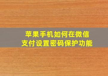 苹果手机如何在微信支付设置密码保护功能