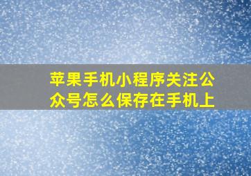 苹果手机小程序关注公众号怎么保存在手机上