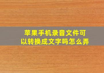 苹果手机录音文件可以转换成文字吗怎么弄