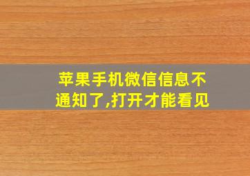 苹果手机微信信息不通知了,打开才能看见