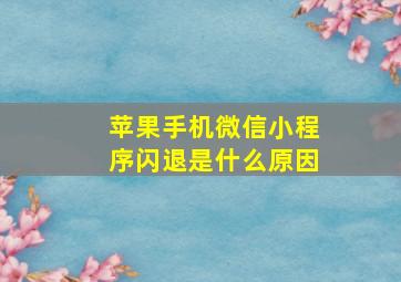 苹果手机微信小程序闪退是什么原因