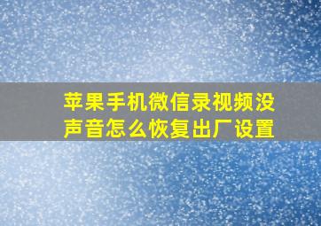 苹果手机微信录视频没声音怎么恢复出厂设置