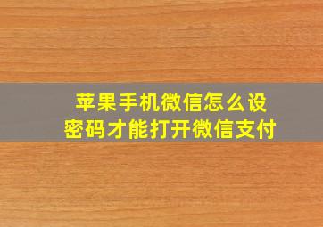 苹果手机微信怎么设密码才能打开微信支付