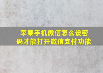 苹果手机微信怎么设密码才能打开微信支付功能