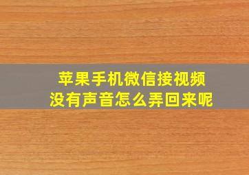 苹果手机微信接视频没有声音怎么弄回来呢