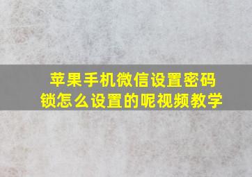 苹果手机微信设置密码锁怎么设置的呢视频教学