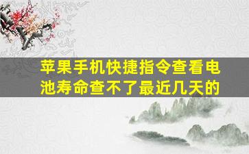 苹果手机快捷指令查看电池寿命查不了最近几天的