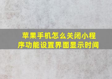 苹果手机怎么关闭小程序功能设置界面显示时间