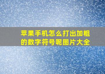 苹果手机怎么打出加粗的数字符号呢图片大全