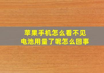 苹果手机怎么看不见电池用量了呢怎么回事