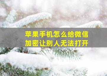 苹果手机怎么给微信加密让别人无法打开