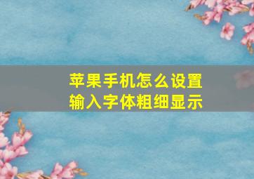 苹果手机怎么设置输入字体粗细显示