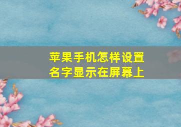 苹果手机怎样设置名字显示在屏幕上