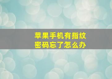 苹果手机有指纹密码忘了怎么办