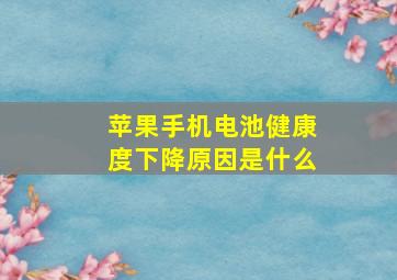 苹果手机电池健康度下降原因是什么