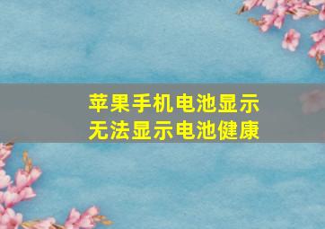 苹果手机电池显示无法显示电池健康