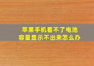 苹果手机看不了电池容量显示不出来怎么办