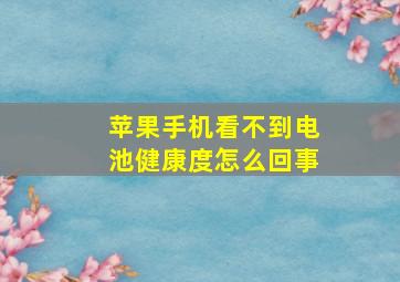 苹果手机看不到电池健康度怎么回事