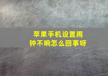 苹果手机设置闹钟不响怎么回事呀