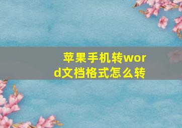 苹果手机转word文档格式怎么转