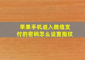 苹果手机进入微信支付的密码怎么设置指纹