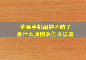 苹果手机闹钟不响了是什么原因呢怎么设置