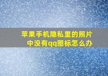 苹果手机隐私里的照片中没有qq图标怎么办