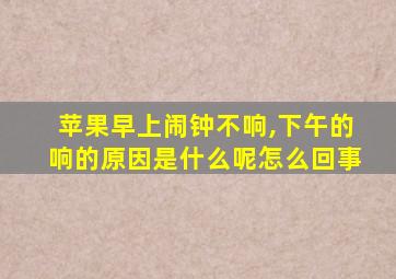 苹果早上闹钟不响,下午的响的原因是什么呢怎么回事