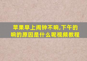 苹果早上闹钟不响,下午的响的原因是什么呢视频教程