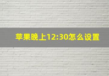 苹果晚上12:30怎么设置