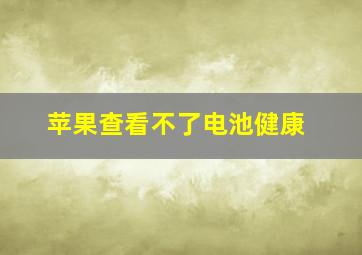 苹果查看不了电池健康