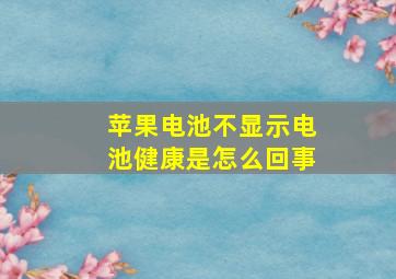 苹果电池不显示电池健康是怎么回事