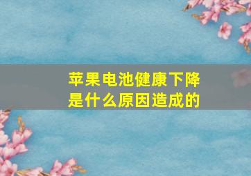 苹果电池健康下降是什么原因造成的